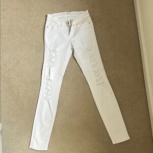 Women's White Distressed Jeans